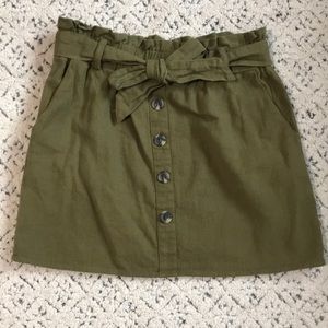 Olive Green Paper Bag waist mini Skirt HYFVE
